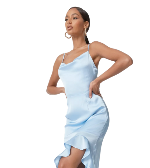 Pale Blue Dress With Ruffles
